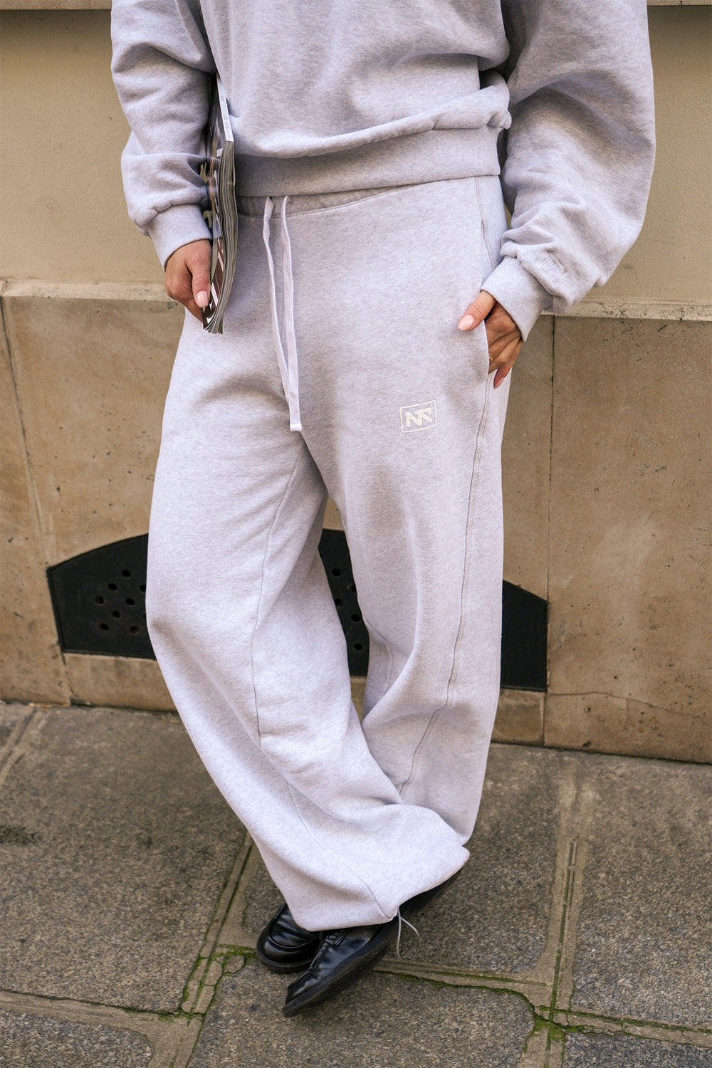 Wide Leg Jogger | Grey Melange