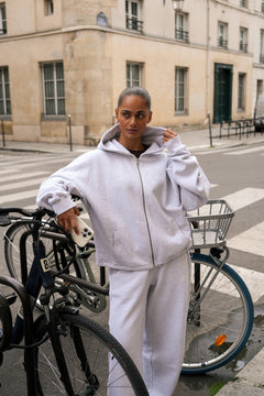 unisex overzised hoodie vest in grijs met zakken van naetur