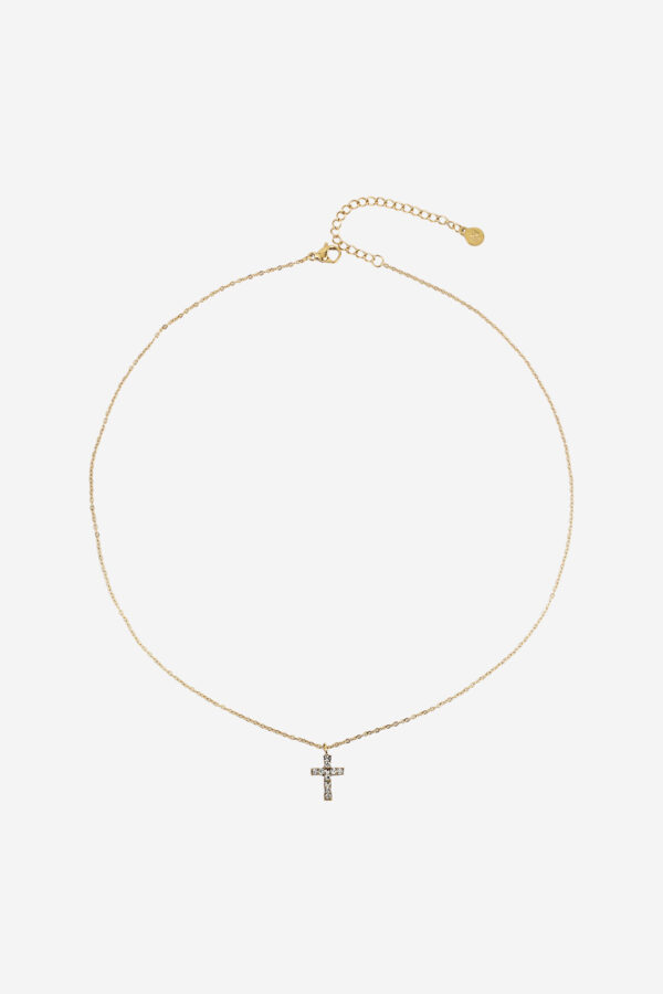 Cross-Strass-Necklace-Gold