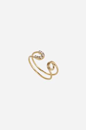 Safety Pin Ring Strass | Gold | Naetur