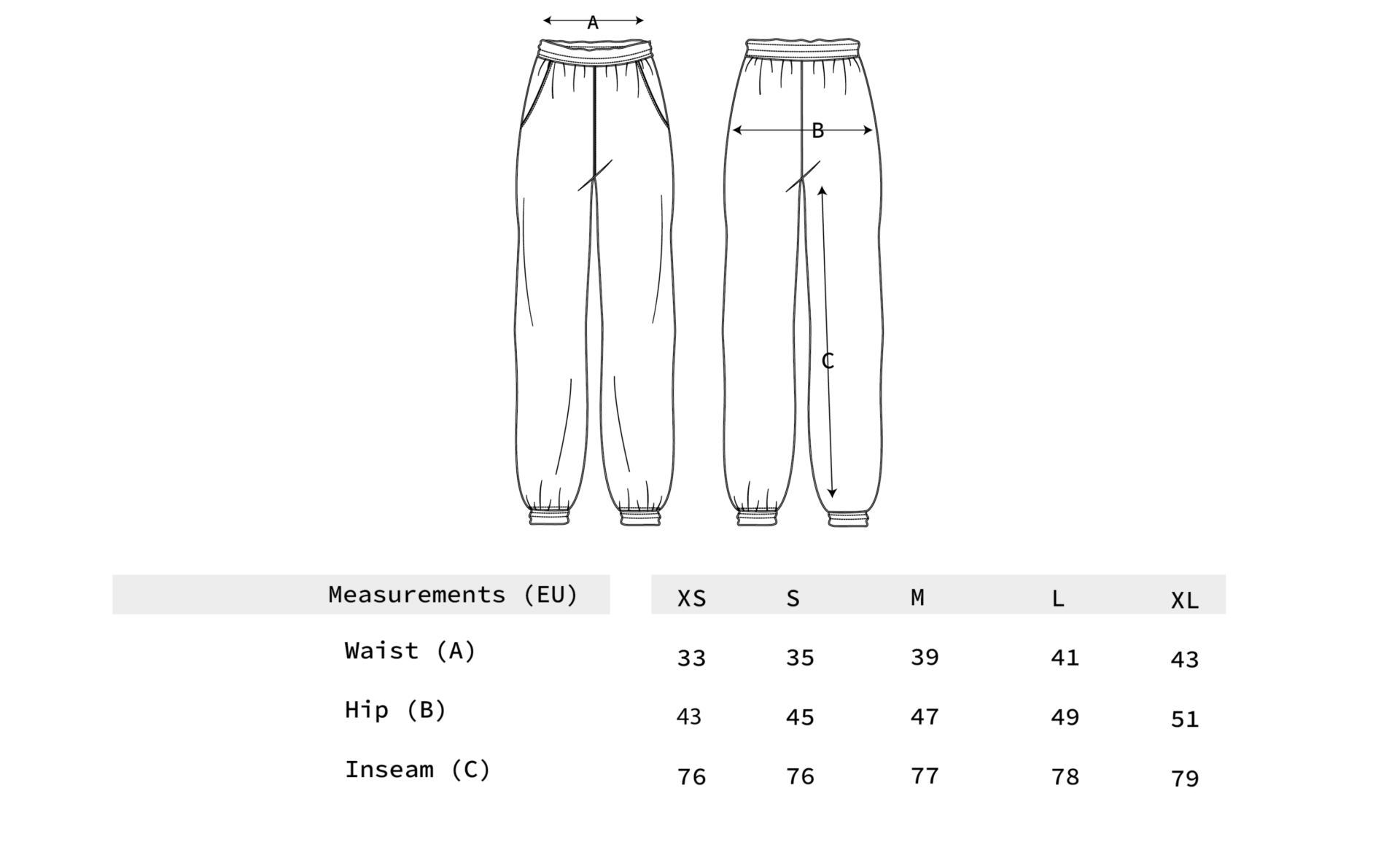 Size Guide Jogger